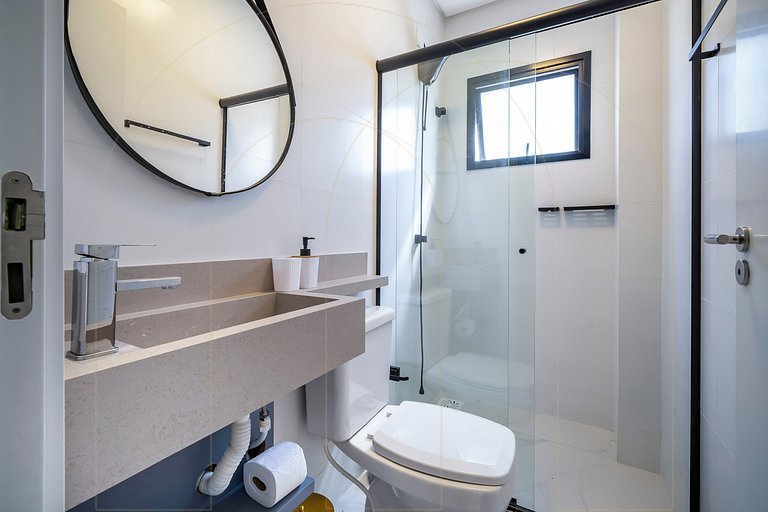 Lindo apto de 1 quarto, a 350m da praia de Canto Grande (den