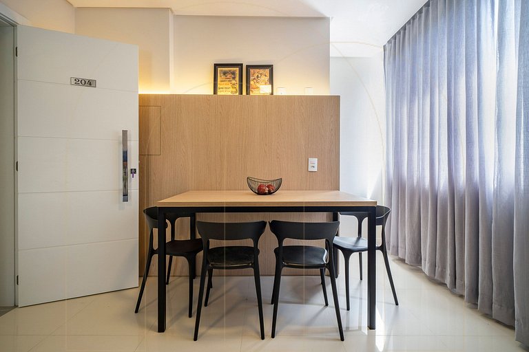 Lindo apto de 1 quarto, a 350m da praia de Canto Grande (den