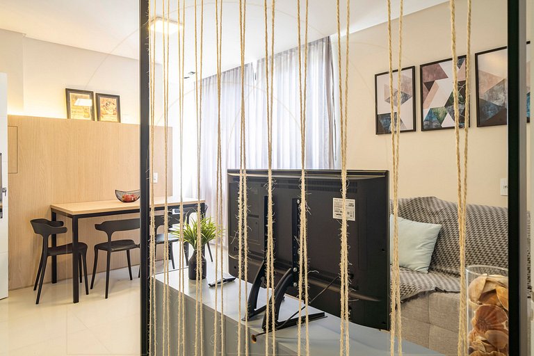 Lindo apto de 1 quarto, a 350m da praia de Canto Grande (den