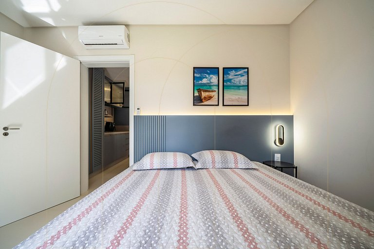 Lindo apto de 1 quarto, a 350m da praia de Canto Grande (den