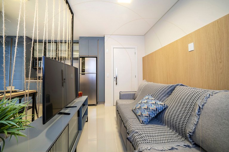 Lindo apto de 1 quarto, a 350m da praia de Canto Grande (den