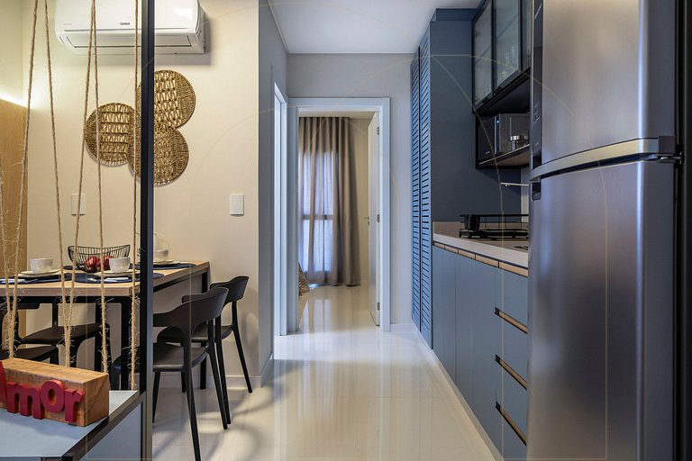 Lindo apto de 1 quarto, a 350m da praia de Canto Grande (den