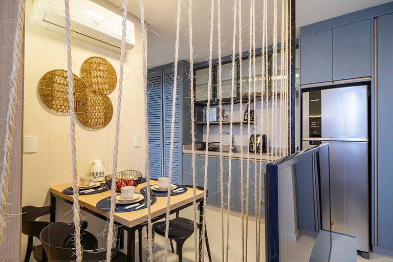 Lindo apto de 1 quarto, a 350m da praia de Canto Grande (den