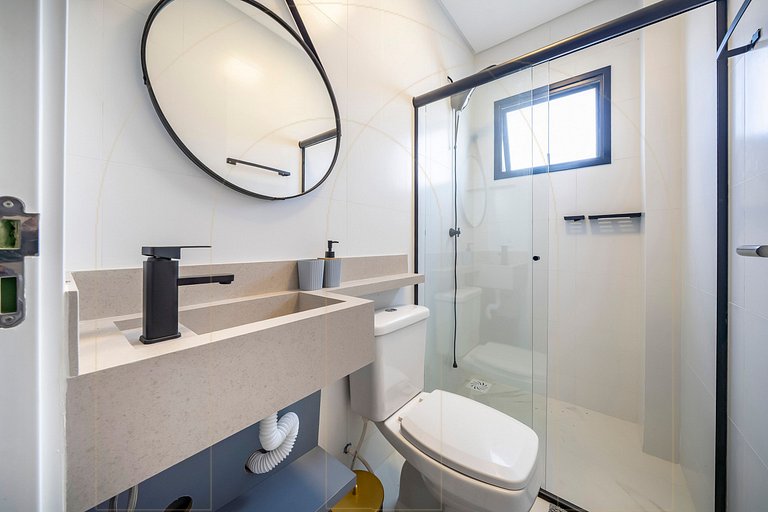 Lindo apto de 1 quarto, a 350m da praia de Canto Grande (den