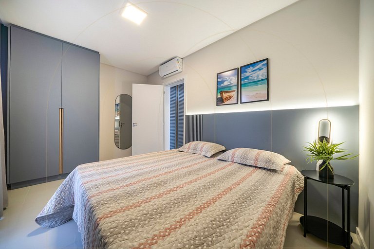 Lindo apto de 1 quarto, a 350m da praia de Canto Grande (den