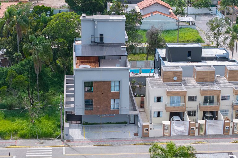 Lindo apto de 1 quarto, a 350m da praia de Canto Grande (den